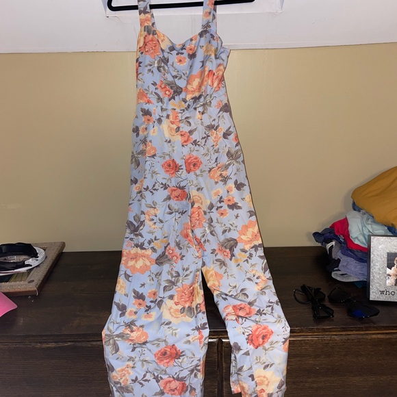 Majorelle Blue Floral Jumpsuit Size Small - Picture 2 of 3